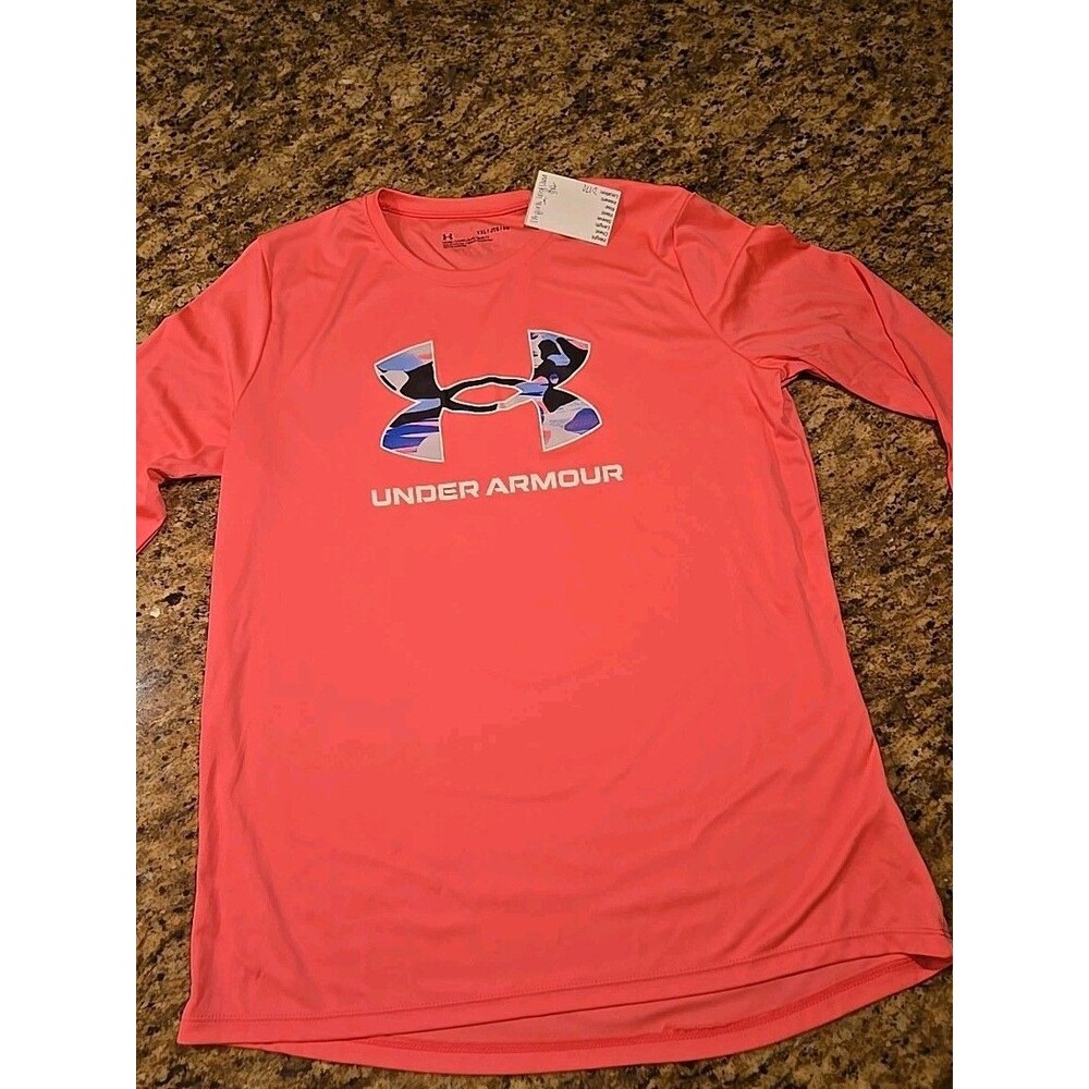 Under Armour Shirt girls YXL Pink Long Sleeve Loose Athletic Youth